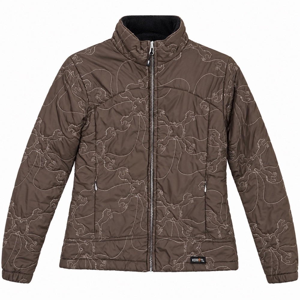 Kerrits Girls Brown Allover Embroidered Horse Quilted Equestrian Riding Jacket L